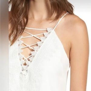 WAYF IVORY LACE POSIE STRAPPY V NECK HALTER CAMISOLE - Medium * CREAM TANK
